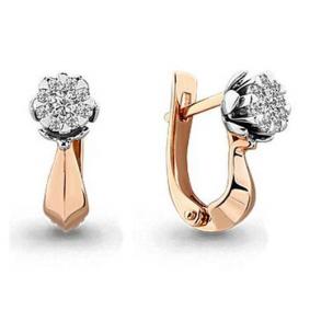 Золотые серьги AQUAMARINE 941940к с бриллиантом 941940к фото