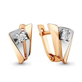 Золотые серьги AQUAMARINE 941943к с бриллиантом 941943к фото