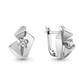Серьги из белого золота AQUAMARINE 941945 с бриллиантом 941945 фото