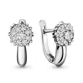 Серьги из белого золота AQUAMARINE 941951 с бриллиантом 941951 фото