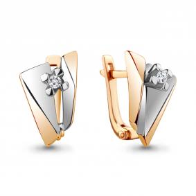 Золотые серьги AQUAMARINE 941962к с бриллиантом 941962к фото