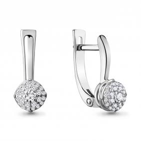 Серьги из белого золота AQUAMARINE 941968 с бриллиантом 941968 фото