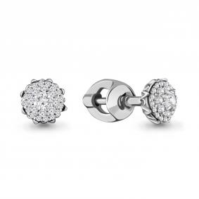 Серьги из белого золота AQUAMARINE 941970 с бриллиантом 941970 фото