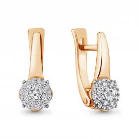 Золотые серьги AQUAMARINE 941978к с бриллиантом 941978к фото