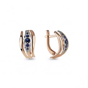 Золотые серьги AQUAMARINE 941991к с сапфиром 941991к фото