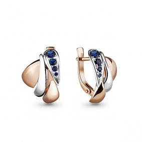Золотые серьги AQUAMARINE 941992к с сапфиром 941992к фото