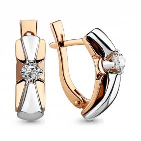 Золотые серьги AQUAMARINE 941997к с бриллиантом 941997к фото