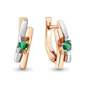 Золотые серьги AQUAMARINE 942010ки с изумрудом 942010ки фото