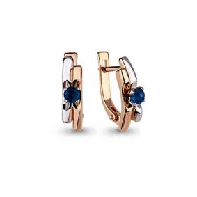 Золотые серьги AQUAMARINE 942012к с сапфиром 942012к фото