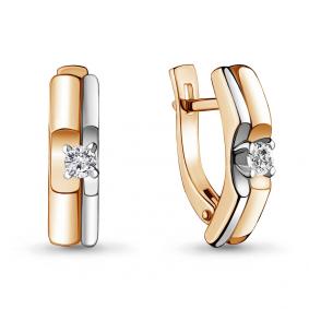 Золотые серьги AQUAMARINE 942017к с бриллиантом 942017к фото