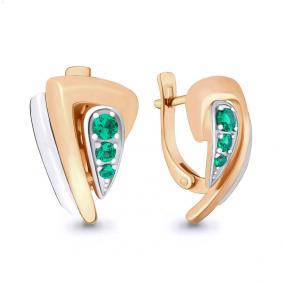 Золотые серьги AQUAMARINE 942026ки с изумрудом 942026ки фото