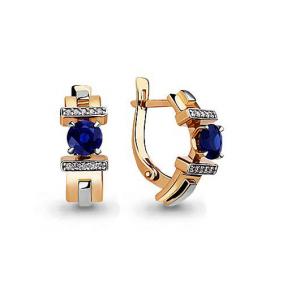 Золотые серьги AQUAMARINE 942033кс с бриллиантом и сапфиром 942033кс фото