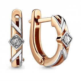 Золотые серьги AQUAMARINE 942046к с бриллиантом 942046к фото