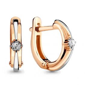 Золотые серьги AQUAMARINE 942053к с бриллиантом 942053к фото