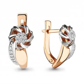 Золотые серьги AQUAMARINE 942066к с бриллиантом 942066к фото