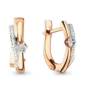 Золотые серьги AQUAMARINE 942077к с бриллиантом 942077к фото