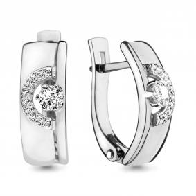 Серьги из белого золота AQUAMARINE 942079 с бриллиантом 942079 фото