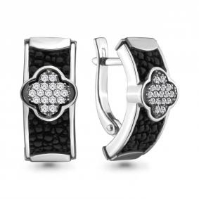 Серьги из белого золота Аквамарин с бриллиантами и кожей ската 942104 942104 фото