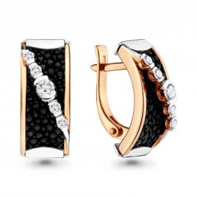 Серьги из золота Аквамарин с бриллиантами и кожей ската 942110к 942110к фото