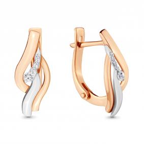 Золотые серьги AQUAMARINE 942120к с бриллиантом 942120к фото