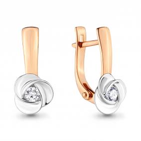 Золотые серьги AQUAMARINE 942149к с бриллиантом 942149к фото