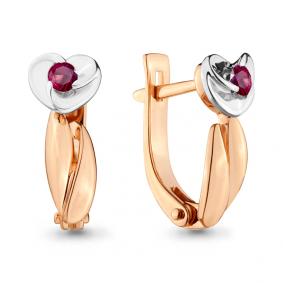 Золотые серьги AQUAMARINE 942258кр с рубином 942258кр фото