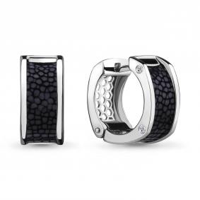 Серьги из белого золота AQUAMARINE с бриллиантом и кожей ската 942266 942266 фото