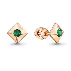 Золотые серьги AQUAMARINE 942267ки с изумрудом 942267ки фото