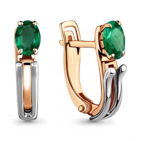 Золотые серьги AQUAMARINE 942340ки с изумрудом 942340ки фото