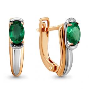 Золотые серьги AQUAMARINE 942344ки с изумрудом 942344ки фото