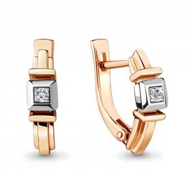 Золотые серьги AQUAMARINE 942365к с бриллиантом 942365к фото