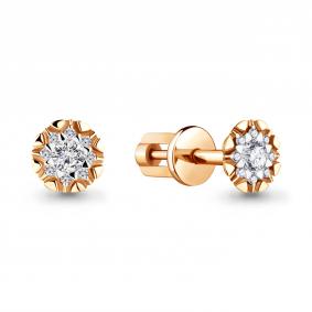 Золотые серьги AQUAMARINE 942379к с бриллиантом 942379к фото