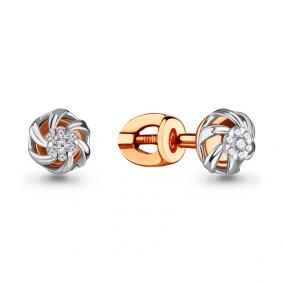 Золотые серьги AQUAMARINE 942385к с бриллиантом 942385к фото