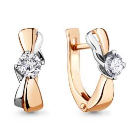 Золотые серьги AQUAMARINE 942426к с бриллиантом 942426к фото