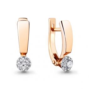 Золотые серьги AQUAMARINE 942449к с бриллиантом 942449к фото
