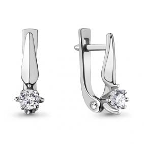 Серьги из белого золота AQUAMARINE 942460 с бриллиантом 942460 фото