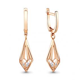 Золотые серьги AQUAMARINE с подвижным бриллиантом 942461к 942461к фото