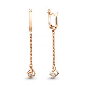 Золотые серьги AQUAMARINE с подвижным бриллиантом 942464к 942464к фото