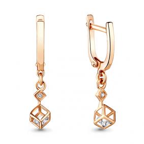 Золотые серьги AQUAMARINE с подвижным бриллиантом 942465к 942465к фото