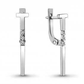 Длинные серьги из белого золота Аквамарин с бриллиантом 942482 942482 фото