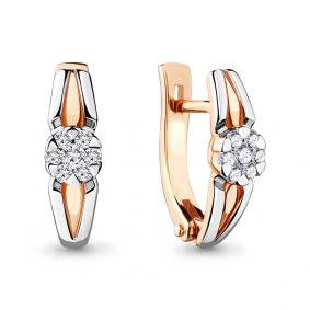 Золотые серьги AQUAMARINE 942485к с бриллиантом 942485к фото