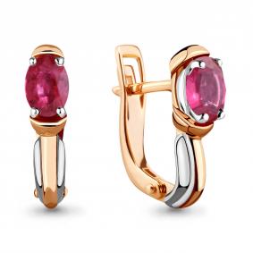 Золотые серьги AQUAMARINE 942524кр с рубином 942524кр фото