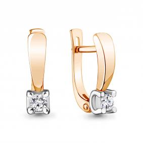 Золотые серьги AQUAMARINE 942530к с бриллиантом 942530к фото