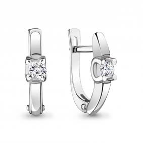 Серьги из белого золота AQUAMARINE 942531 с бриллиантом 942531 фото