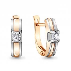 Золотые серьги AQUAMARINE 942533к с бриллиантом 942533к фото