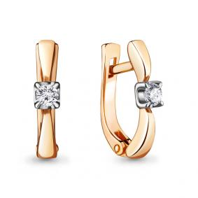 Золотые серьги AQUAMARINE 942538к с бриллиантом 942538к фото