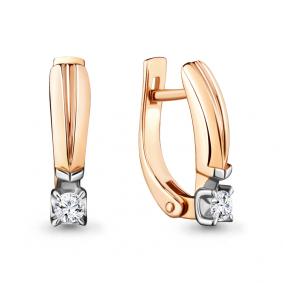 Золотые серьги AQUAMARINE 942539к с бриллиантом 942539к фото