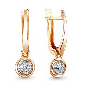 Золотые серьги AQUAMARINE 942569к с бриллиантом 942569к фото