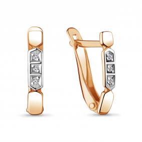 Золотые серьги AQUAMARINE 942570к с бриллиантом 942570к фото