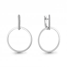 Серьги из белого золота AQUAMARINE 942674 с бриллиантом 942674 фото